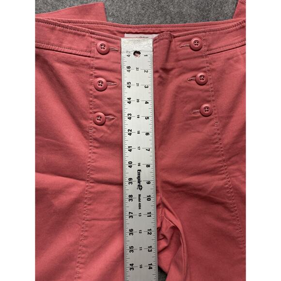 LOFT Pants Womens 8 Coral Sailor Wide Leg High Rise Button Front Chino - Picture 3 of 16